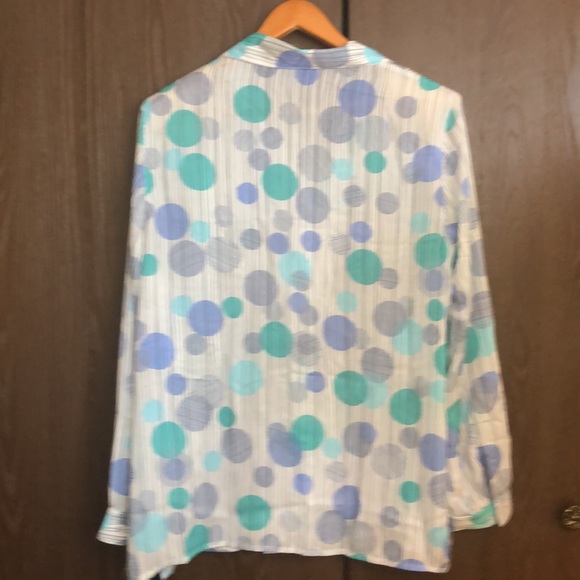 ALIA NWT SIZE 16 WOMEN LONG SLEEVE LONG STYLE BLOUSE GREY/MAUVE/AQUA/WHITE #116 - Picture 2 of 10